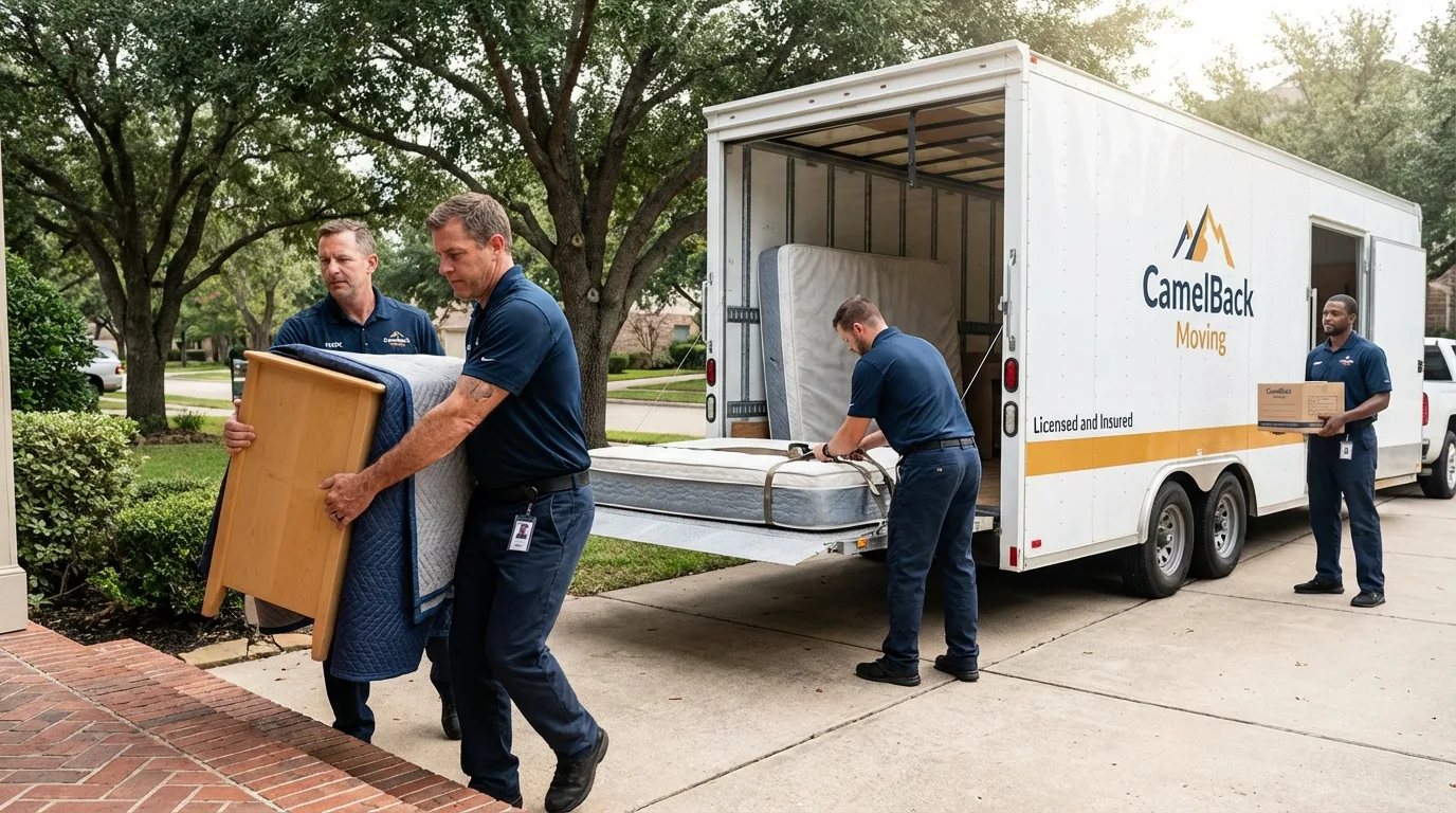 Crew loading residential truck for cross-state move from Charleroi, PA