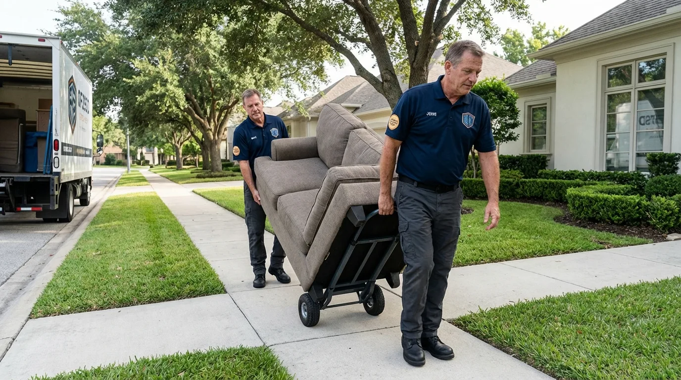 Local residential moving crew loading furniture in Charleroi, PA